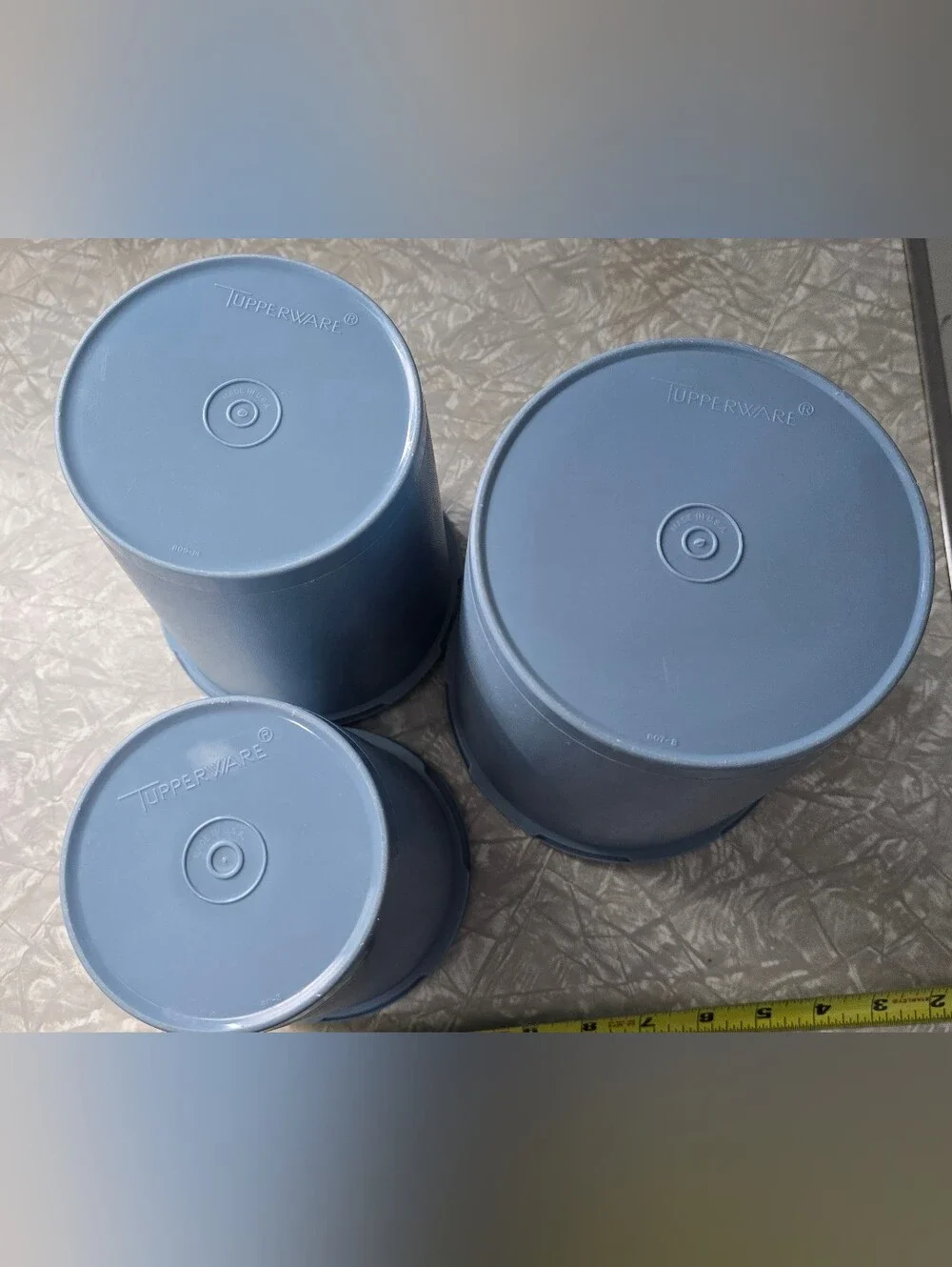 Tupperware Servalier Country Blue Nesting Canisters. Set includes 3 canisters.